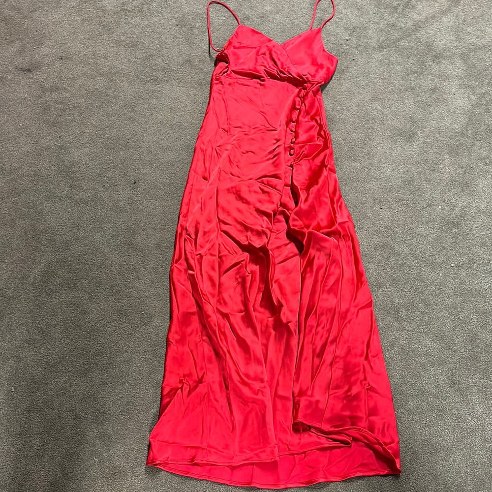 Red satin dress
